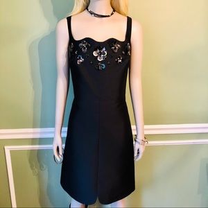 kate spade ♠️deco spade embellished little black dress, “black”, size 14